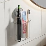 PAVSTINE Tandenborstelhouder met zuignap, klein, elektrische tandenborstelhouder zonder boren, tandenborstelhouder voor aan de muur, max. belastbaar tot 3 kg, op elk moment verwijderbaar, badkamerorganizer voor keuken, slaapkamer
