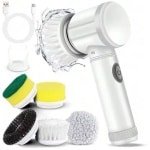 PureVolt. 5-in-1 Elektrische Multifunctionele Schoonmaak Borstel - Life Gadget - 5 Opzetstukken - Schrobber - Handborstel - Reinigingsborstel - Afwasborstel - Keuken en Badkamer - Schrobborstel
