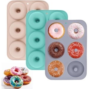 Silicone Doughnut Baking Moulds - Rond - 6 Hollow Donuts - Non-Stick Donut Mould - Silicone Cake Baking Mould - Biscuits - Bagels - Muffins - Keuken Accessoires - Bakvormen