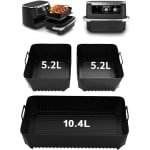 Siliconen luchtfriteuse voering voor Ninja Foodi Flexlade AF500EU / AF500EUCP - grote dubbele airfryer accessoires - inclusief 3 stuks airfryer manden - 1 x 10,4 l + 2 x 5,2 l - keuken gadgets