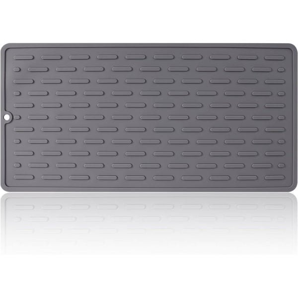 Smoakez - Waterdichte Siliconen Droogmat 30x15cm | Antislip Mat voor Aanrecht | Keuken Accessoire voor Drogen | Grijs | Potten Kopjes Kommen Borden