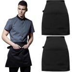 Tabliers de Cuisine - 2 Pieces Chef Tabliers - Tablier Réglable avec Poches - Tabliers de Serveuse Noir - Tablier Cuisson à Domicile - Tabliers pour Cuisine Jardinage Restaurant Cafe - Keuken Accessoires - Kook Gereedschap
