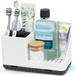 Tandenborstelhouder voor badkamerorganizer, elektrische tandenborstelhouder met afvoergat, uitneembare tandenborstelorganizer voor badkamer, keuken en gezin (wit)