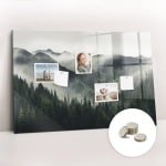 Tulup Glassboards - Boslandschap Magneetbord - 90 cm x 60 cm - Zwart en wit Magnetisch Wandbord - Gratis 5 Sterke Magneten - Interieur Accessoires Kantoor - Memo Magneetbord - Foto Magneetbord - Productiviteit Tools - Memobord Keuken