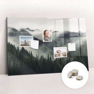 Tulup Glassboards - Boslandschap Magneetbord - 90 cm x 60 cm - Zwart en wit Magnetisch Wandbord - Gratis 5 Sterke Magneten - Interieur Accessoires Kantoor - Memo Magneetbord - Foto Magneetbord - Productiviteit Tools - Memobord Keuken