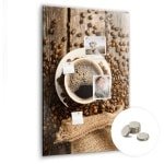 Tulup Glassboards - Een kopje koffie Magneetbord - 60 cm x 90 cm - Bruin Magnetic Board - Gratis 5 Sterke Magneten - Interieur Accessoires Kantoor - Magneetbord Keuken - Memobord Keuken - Productiviteit Tools - Magnetisch Wandbord