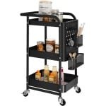 Unyqoos ® Multifunctionele Metalen Keuken- en Opbergwagen met Drie Lagen en Accessoires