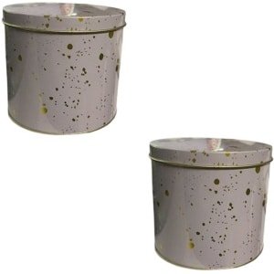 Voorraadblik met relief NICO - Paars / Goud - Metaal - Ø 10,5 x 9,5 cm - Set van 2 - Opbergblikken - Thee - Kofffie - Keuken - Accessoires