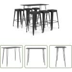 vidaXL Barstoel - Bartafel - 7-delige Barset zwart - Eetkamerset - Lounge Set - Keuken Accessoires