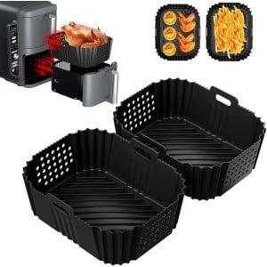 2-Pack Airfryer Siliconen Mallen Geschikt voor Ninja Double Stack XL Olievrije Friteuse SL400EU, Foodi Max Dual Zone 9.5L AF400EU AF300EU 7.5L Airfryer Accessoire Mallen, Keuken Trays