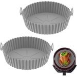 Airfryer Accessoires- airfryer bakpapier-Siliconen bakjes voor de airfryer - Herbruikbare bakjes voor de airfryer - Accessoires voor de airfryer - Vervangende anti-verbrandingsaccessoires voor de keuken (verpakking van 2 - Grijs - 110 g)