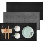 Allecto Plus - Afdruipmat voor servies - Zwart-grijze siliconen afdruipmat - Ophanggaten - Antislip onderlaag - Hittebestendig - Keuken accessoire - 3 stuks.