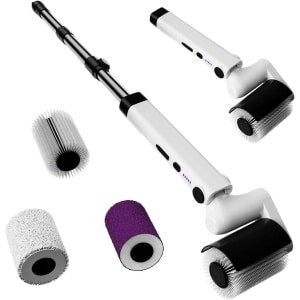 Allecto Plus - Elektrische reinigingsborstel met 2 standen en telescoopsteel voor badkamer, keuken, auto en vloer - Waterdicht IPX7 - Draadloos - Inclusief 4 borstels