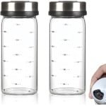 Allecto Plus - Kruidenpotjes Set van 2 - 200 ml - Organiser van Borosilicaatglas - Draaideksel - Strooier voor Keuken of Barbecueën - Specerijen en Kruiden - Opbergpotjes - Handig Accessoire - Keukenbenodigdheden