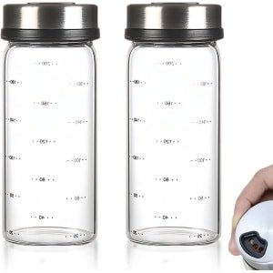 Allecto Plus - Kruidenpotjes Set van 2 - 200 ml - Organiser van Borosilicaatglas - Draaideksel - Strooier voor Keuken of Barbecueën - Specerijen en Kruiden - Opbergpotjes - Handig Accessoire - Keukenbenodigdheden