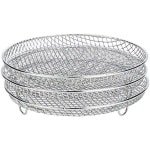 Allecto Plus - Luchtfriteuse Rekset met Drie Stapelbare Droogrekken van 304 Roestvrij Staal - Compact en Multifunctioneel - Vaatwasmachinebestendig - Keuken Accessoire met Extra Droogruimte