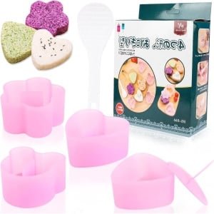 Allecto Plus - Onigiri vorm sushi-maker - 4 stuks - driehoekige rijstballenvorm - met spatel - sushi-accessoires - doe-het-zelf - Onigiri maken - Keuken gadgets