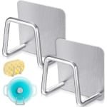 Allecto Plus - Roestvrijstalen sponshouders set voor keuken - Geen boren nodig - Geschikt voor spons, doek, spatel - Praktische accessoires voor spoelbak - 2 stuks