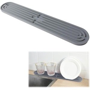 Allecto Plus - Siliconen Afdruipmat 43 x 78 cm voor Servies en Glazen - Barmat Vaatwasmachinebestendig - Grijs Kleur - Snijplanken - Flessen - Keuken Accessoire.