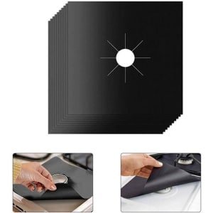Allecto Premium - Set van 10 Gasfornuis Beschermers - Hittebestendige Non-Stick Fornuis Accessoires voor Snelle Keuken Reiniging - Herbruikbaar - Bestand tegen Hoge Temperaturen