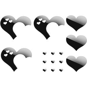 Allecto plus - 10-delige Set Liefde Hart Spiegel - 3D Acryl Zelfklevende Spiegels voor Huisdecoratie - DIY Muurstickers voor Woonkamer, Slaapkamer, Keuken - TV en Bank Achtergronden - Moderne Interieur Accessoires