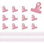 Allecto plus - Set van 12 Roze Metalen Bulldog Binderclips - Kantoor Thuis Keuken Organisatie Accessoires met Stevige Scharnierklemmen voor Papier en Foto's