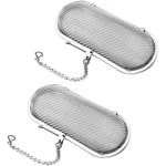 Allecto plus - Theebal 2 stuks roestvrij staal theefilter drijvend - Gaas thee-ei voor losse blad thee - Keuken theezeef - Thee filter voor koken en kantoor - Thee accessoire met ovale vorm