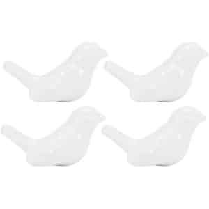 Allecto plus - Vogel Vorm Keramische Knoppen Set van 4 voor Deur Lade Kast - Meubels Accessoires Keuken Handvat Knoppen en Trekt - Wit