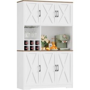Buffetkast met 6 Deuren en Afneembare Accessoires - Keukenkast voor Woonkamer, Eetkamer en Keuken 106 x 180 cm