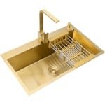 CKWS - Wasbak - Spoelbak - Keukenspoelbak - Wastafel - Gootsteen - Spoelbak Keuken - Spoelbakken - Goude Wasbak - RVS - Met Accessoires -
