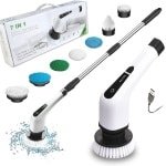 Draadloze draaiende schrobber met 7 vervangbare borstels - Elektrische scrubber voor badkamer, keuken en auto