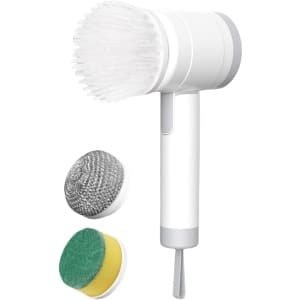 Draadloze elektrische schoonmaakborstel - Oplaadbaar en opvouwbaar design - Voor badkamer, keuken en afwas - Inclusief 3 verwisselbare koppen - Waterdicht en krasvrij (wit)