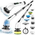 Elektrische Draadloze Spin-Schrubber - Schoonmaakborstel met 9 Opzetborstels, Uitschuifbare Steel (32,5-135,5 cm), IPX7 Waterdicht, 50 min Accuduur - Badkamer & Keuken