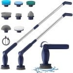 Elektrische Reinigingsborstel met Lange Steel en 8 Verwisselbare Borstelkoppen - Draadloze Spin Scrubber - Verstelbare Handgreep 37-130 cm - 2 Snelheden - Voor Badkamer, Keuken, Auto - Diepe Schoonmaak