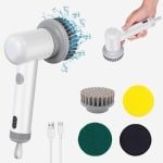 Elektrische Reinigingsborstel met Verwisselbare Borstelkoppen - Draadloze Handdouchewisser voor Badkamer, Keuken en Auto