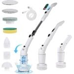 Elektrische Spin Scrubber met 8 Verwisselbare Borstelkoppen en Verstelbare Greep (64-119 cm) voor Keuken en Badkamer