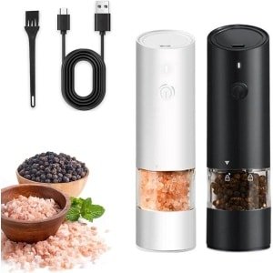 Elektrische pepermolen set van 2 - Oplaadbaar met ledlicht en kleine borstel - Voor de keuken