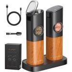 Elektrische zout- en pepermolen - navulbare basis - instelbare korrel - roestvrij staal - keuken - grill - houtnerf