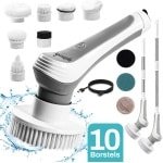 GoScrub® Elektrische Schoonmaakborstel - Cleaning Master Grijs - Schrobber Met Steel - Poetsmachine - Schrobborstel - Voor Badkamer en Keuken - 10 Opzetstukken