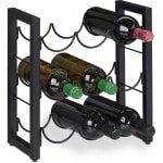 Industrieel wijnrek metaal 9 flessen - Afmetingen 37 x 35 x 17 cm - Keuken & bar accessoire - Staande wijnfleshouder zwart