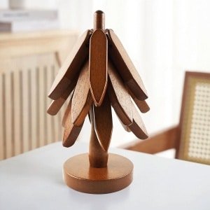 Inovra Plus - Massief houten onderzetters met doe-het-zelf schilderset - hittebestendig - opvouwbaar voor potten en pannen - keuken accessoires