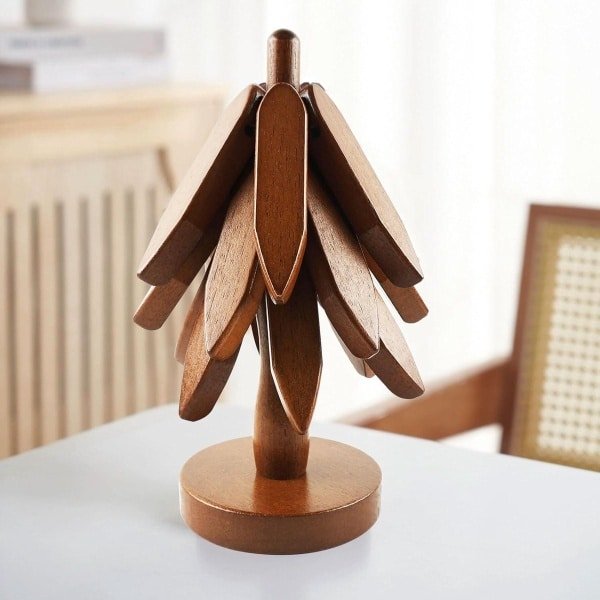 Inovra Plus - Massief houten onderzetters met doe-het-zelf schilderset - hittebestendig - opvouwbaar voor potten en pannen - keuken accessoires