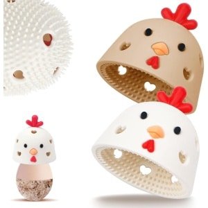 Keuken accessoires -Eierwasser - Eierreinigingsborstel - Eierreinigingsgereedschap - 2-pack - Siliconen van voedingskwaliteit - Verse eierborstelreiniger - Keukenborstel - Multifunctionele eierborstel - Herbruikbaar - Gebroken wit en bruin