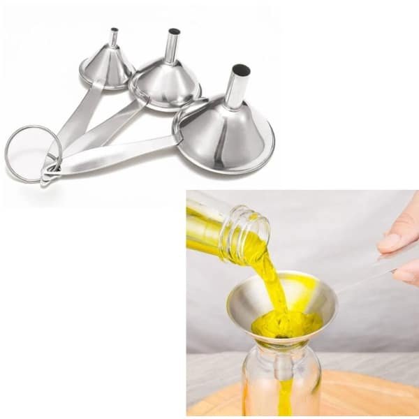 Keuken trechter - trechter keuken - trechters - jamtrechter - vultrechter - confituur trechter - inmaaktrechter - Keukengereedschap - Vloeistofoverdracht - met Filter Zeef - 3 in 1 Trechter set - keuken accessoires - trechter rvs - zilver