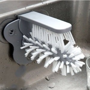 Kop reiniging borstel - Glas reinigingsmiddel flessen borstel - Wastafel keuken accessoires 2 in 1 - Drinken kop wijn zuigplaat reiniging borstel gadget - 1stuks