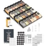 Kruidenrek met 28 Potjes - Organiseer Je Keuken met Lid en Accessoires - Complete Set in Zwart