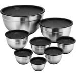 Lomera Rvs Mengkommen - Mengkommen Met Deksel - Set Van 8 - Stapelbaar - Beslagkommen Set - Afsluitbare Deksels - Keukenkommen - 201 Stainless Steel - Verschillende Groottes - 0.5L Tot 7L - Keuken Accessoires