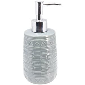 Luxury houseware Zeeppompje - 2x - dispenser - grijs - keramiek - 21 cm - toilet en keuken accessoires