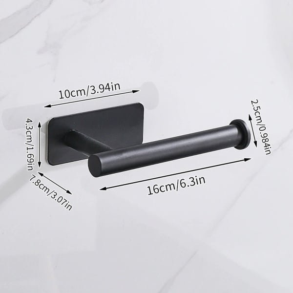 Mmgoqqt 1 stuk - Keukenrolhouder - Zwart - RVS - Zelfklevende Montage - Lange Design Keuken Accessoire
