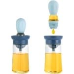 Mmgoqqt 2-in-1 Olie Dispenser Fles Met Siliconen Borstel - 250ml Keuken Olieborstel - Bakken En BBQ Accessoires - blauw & Transparant
